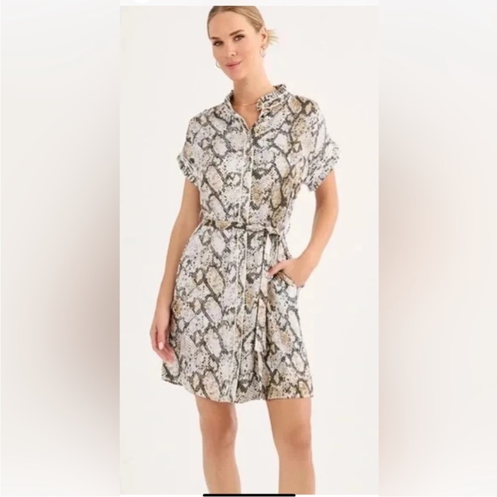 CAbi Snakeskin Print Mini Dress - Black and Tan